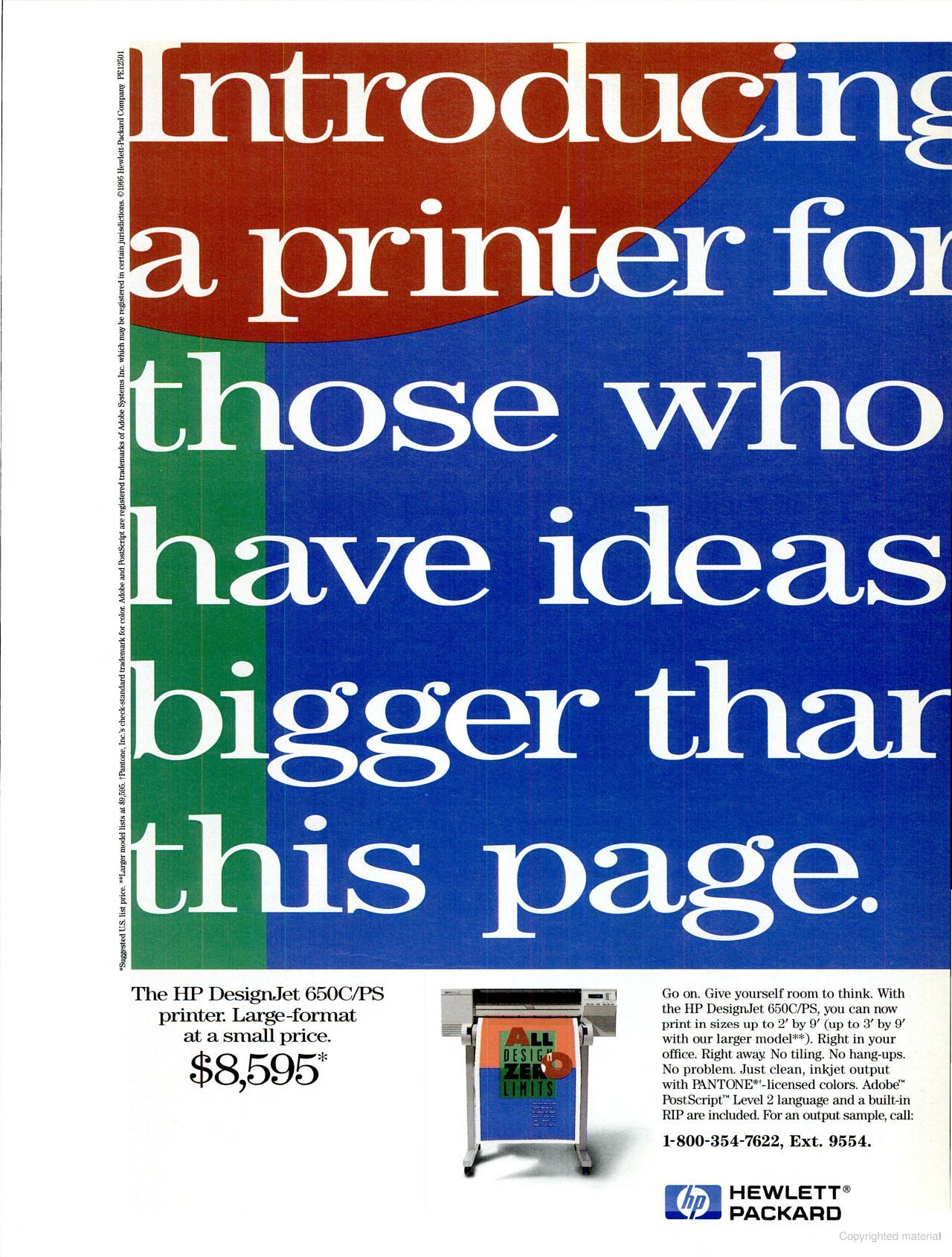 An ad for the HP DesignJet 650C