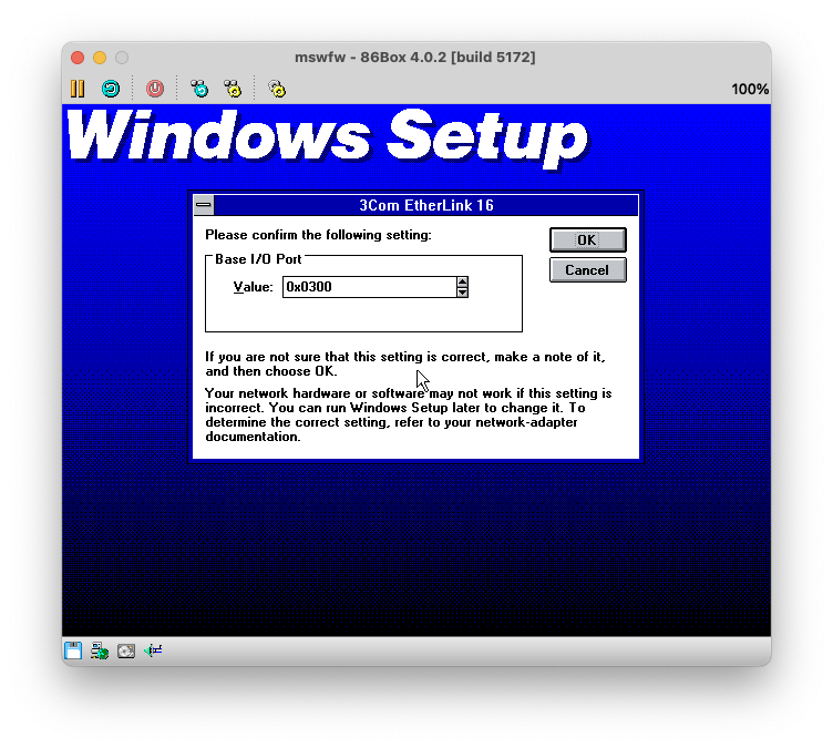 Windows Setup: 3Com EtherLink 16
