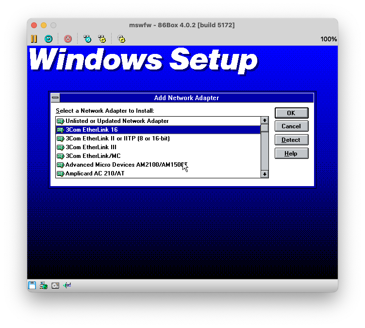 Windows Setup: Add Network Adapter